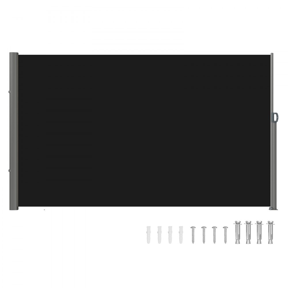 VEVOR Black Retractable Patio Screen 118 Inch In Length Office Dividers 71Inch In Height Retractable Screen Partition Wall Outdoor Retractable Gate Retractable Fence Outdoor Screens For Patio Privacy