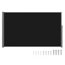 VEVOR Retractable Side Awning 118" x 71", Retractable Patio Screen Waterproof, Retractable Room Divider Black for Privacy, Garden, Outdoor, Patio and Terrace
