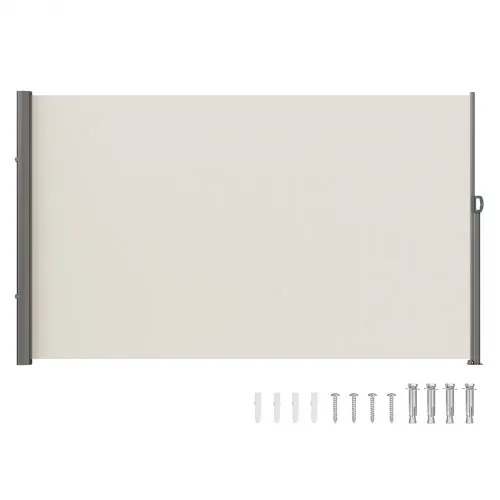 VEVOR Beige Retractable 71''*118'' Awning-Rugged Full Aluminum Rust-Proof; Patio Sunshine Screen; Privacy Divider; Wind Screen. Longer Service Life, Suitable for Courtyard, Roof Terraces and Pools