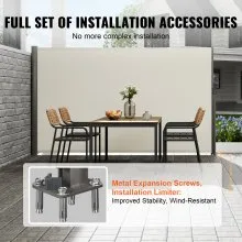 VEVOR Creamy-white Retractable Patio Screen 71 Inch In Height Retractable Screen 118 Inch In Length Office Dividers Partition Wall Retractable Gate Retractable Fence Outdoor Screens for Patio Privacy