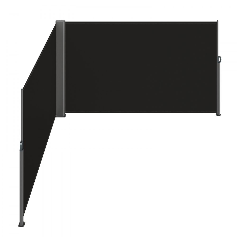 VEVOR Retractable Side Awning, 71''x 236'' Aluminum Outdoor Privacy Screen, 280g Polyester Water-proof Retractable Patio Screen, UV 30+ Room Divider Wind Screen for Patio, Backyard, Balcony, Black