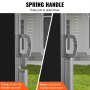 spring handle mechanism on VEVOR retractable awning with open/close instructions.