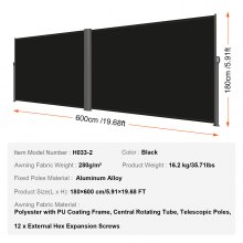VEVOR Black Retractable Patio Screen 236 Inch In Length Office Dividers 71Inch In Height Retractable Screen Partition Wall Outdoor Retractable Gate Retractable Fence Outdoor Screens For Patio Privacy