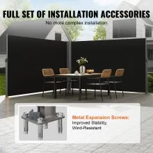 VEVOR Black Retractable Patio Screen 236 Inch In Length Office Dividers 71Inch In Height Retractable Screen Partition Wall Outdoor Retractable Gate Retractable Fence Outdoor Screens For Patio Privacy