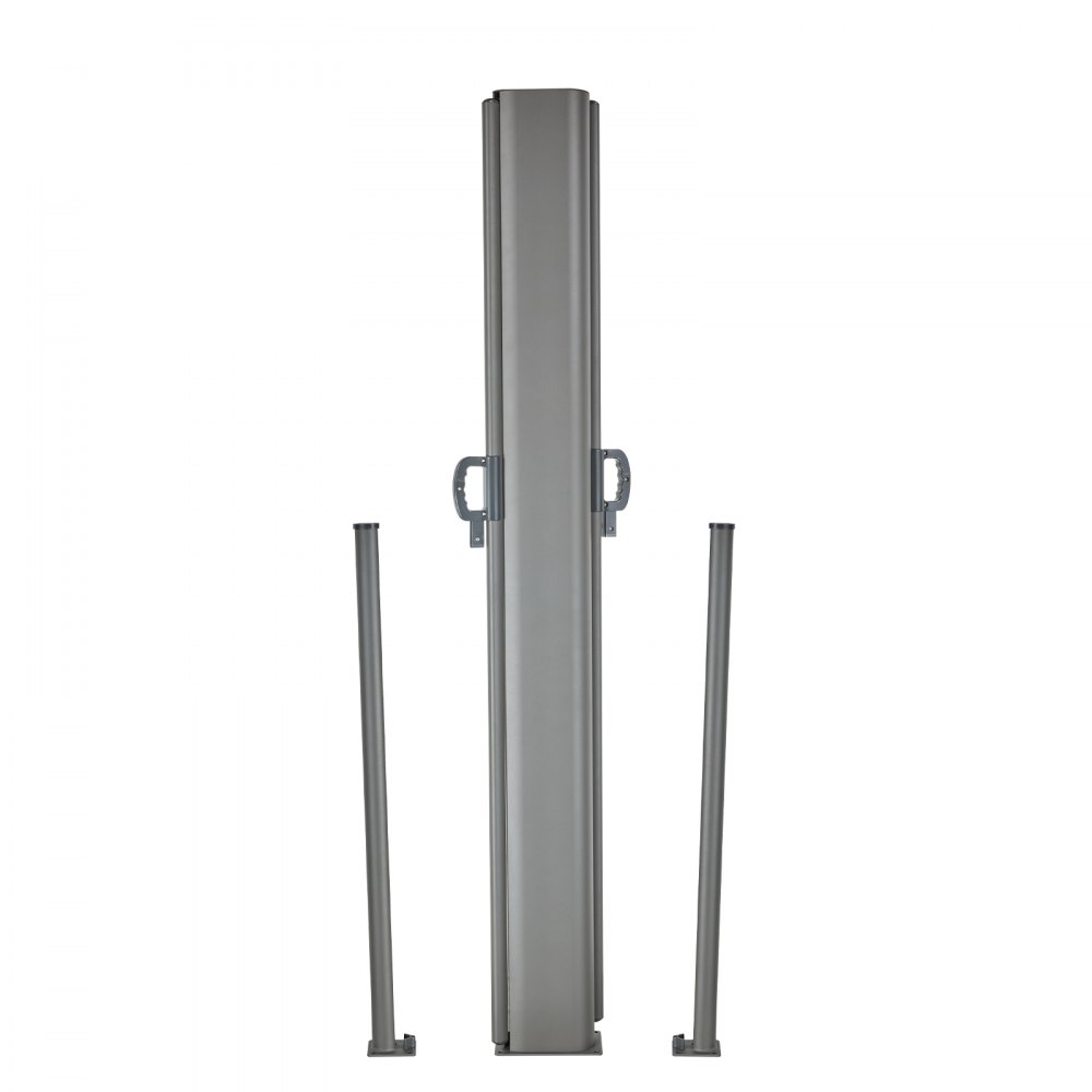 VEVOR retractable side awning in gray with two supporting poles.