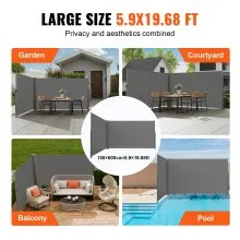 VEVOR Gray Retractable Patio Screen 71Inch In Height Retractable Screen 236 Inch In Length Office Dividers Partition Wall Outdoor Retractable Gate Retractable Fence Outdoor Screens For Patio Privacy