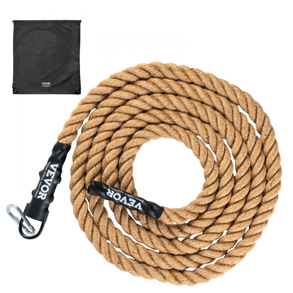 Corde d'escalade de gym VEVOR 1,5"x30FT Corde d'entraînement de musculation pour exercices à domicile