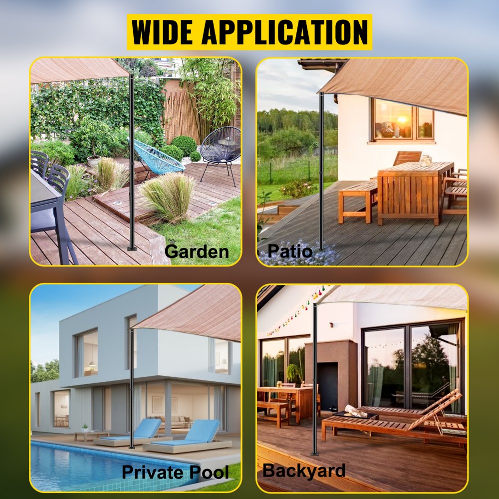 VEVOR Sun Shade Post, 85" Shade Sail Post, 3" Diameter Sail Pole, Steel Structure Sail Shade Post, Powder Coated Extendable Sun Shade Pole Suitable for Lawn, Garden, Wooden Deck, Backyard, Playground