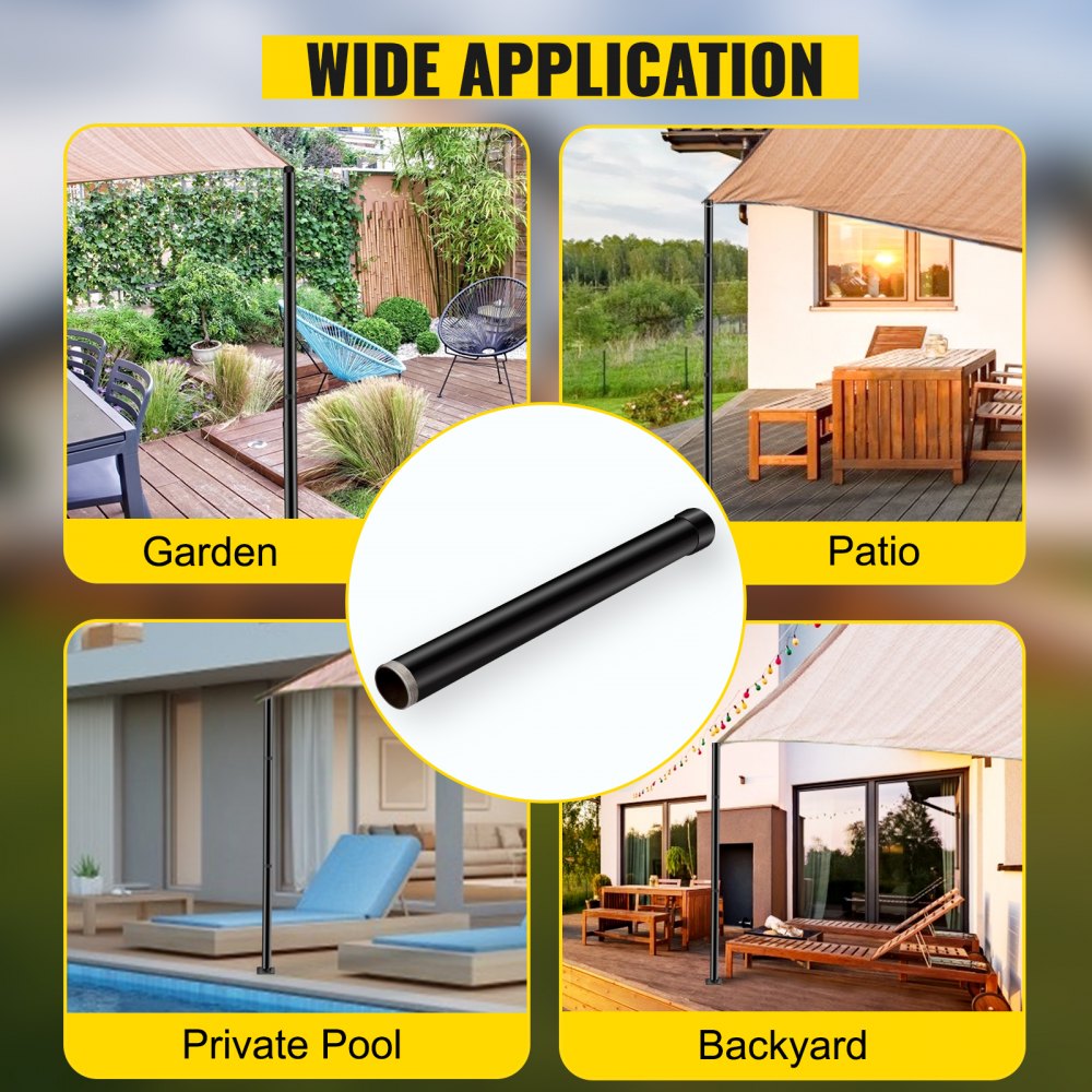 VEVOR Sail Pole Extension, 21" Height Shade Pole Extension, 3" Diameter Shade Sail Pole Extender, Heavy Duty Steel Structure Powder Coated Sun Shade Extension Poles Suitable for Deck, Garden, Backyard