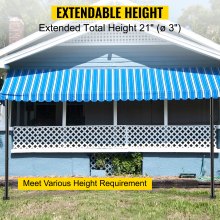VEVOR Sail Pole Extension, 21\" Height Shade Pole Extension, 3\" Diameter Shade Sail Pole Extender, Heavy Duty Steel Structure Powder Coated Sun Shade Extension Poles Suitable for Deck, Garden, Backya