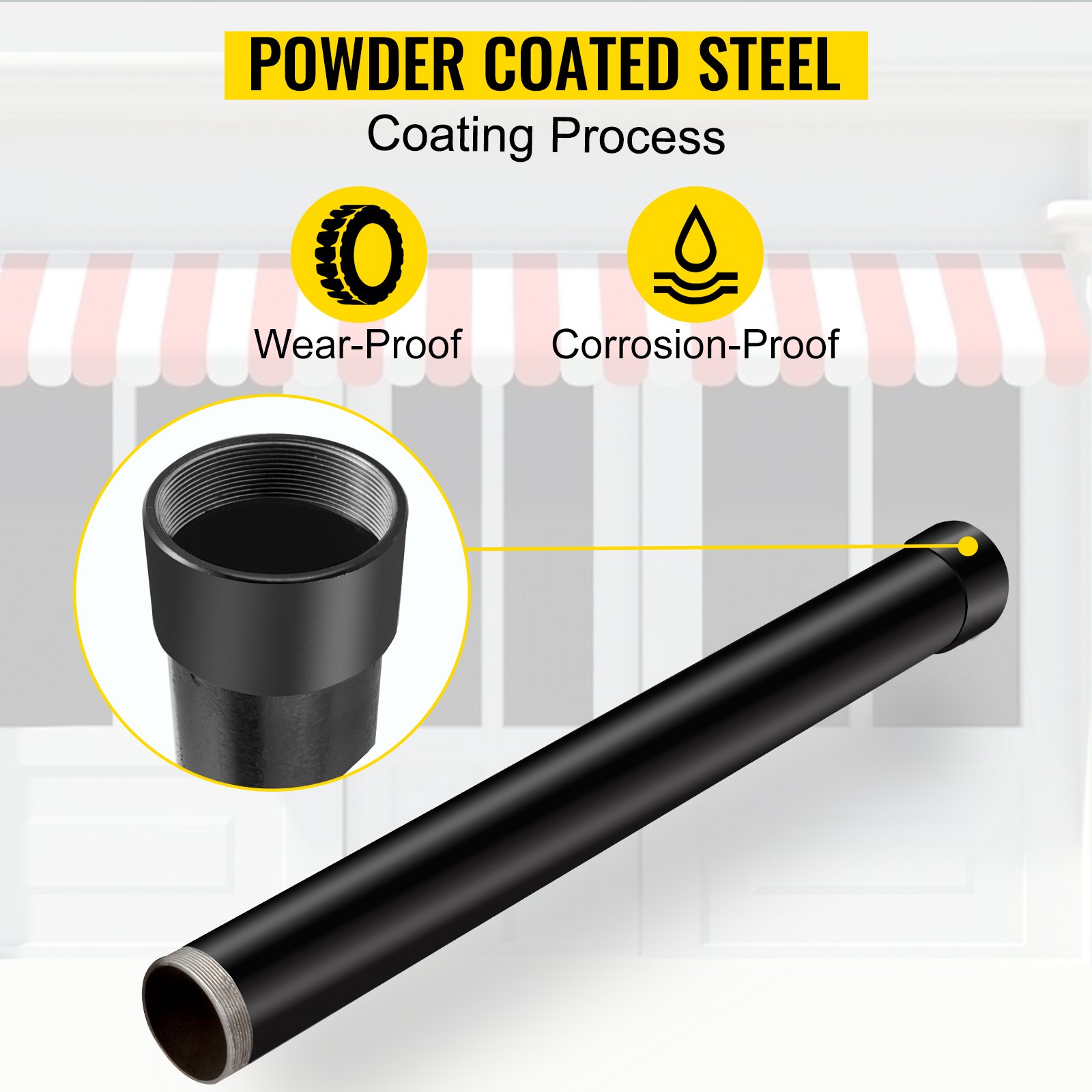 VEVOR Sail Pole Extension, 21" Height Shade Pole Extension, 3" Diameter Shade Sail Pole Extender, Heavy Duty Steel Structure Powder Coated Sun Shade Extension Poles Suitable for Deck, Garden, Backyard