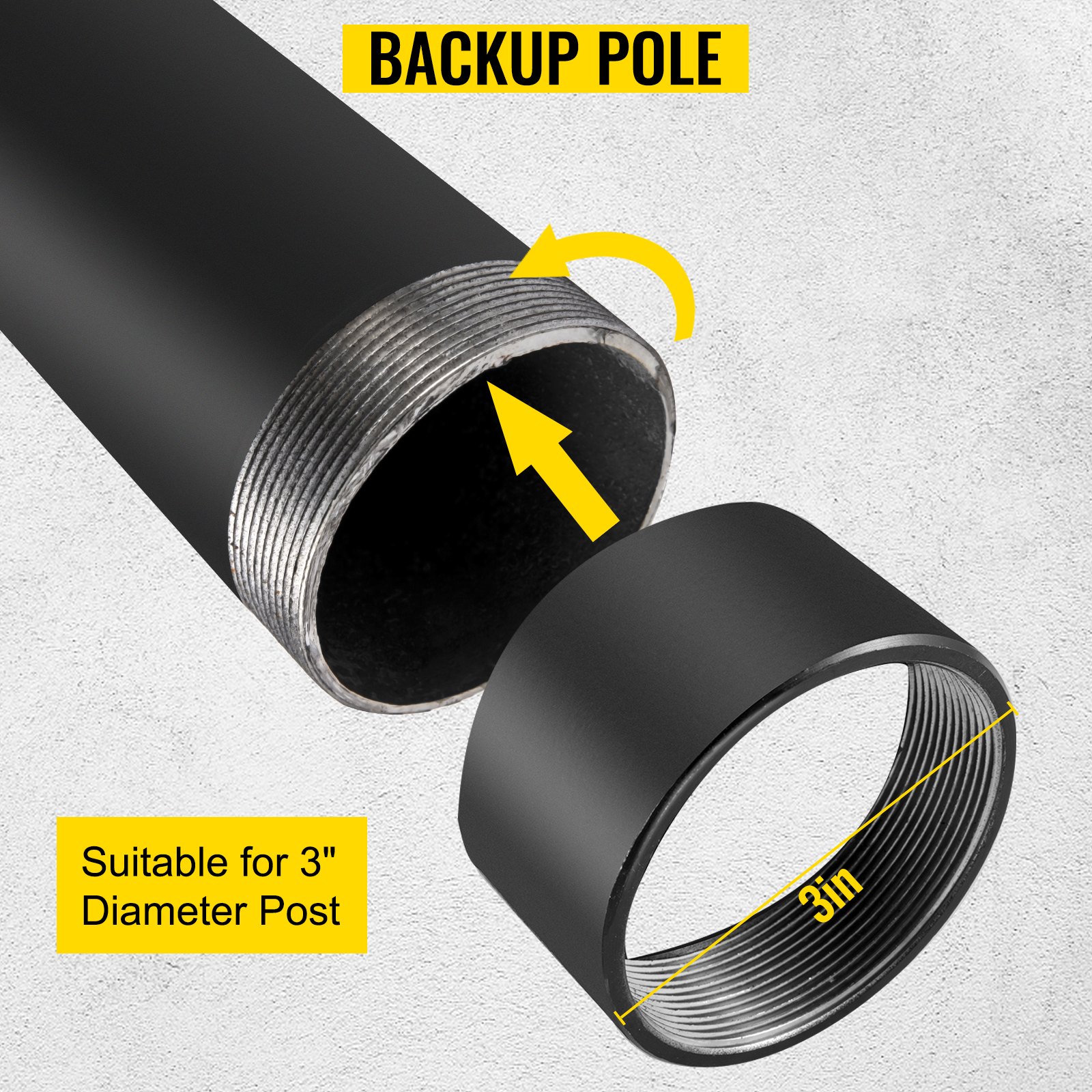 VEVOR Sail Pole Extension, 21" Height Shade Pole Extension, 3" Diameter Shade Sail Pole Extender, Heavy Duty Steel Structure Powder Coated Sun Shade Extension Poles Suitable for Deck, Garden, Backyard