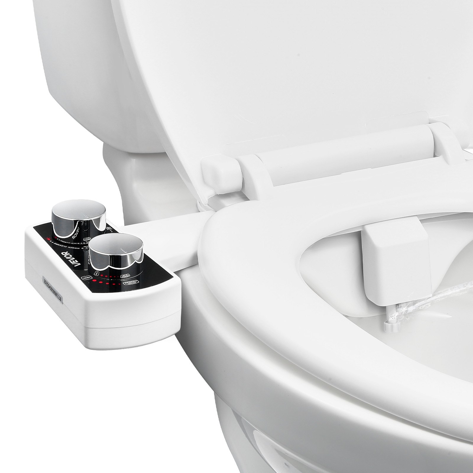 VEVOR Bidet Attachment for Toilet, Non-Electric Bidet Toilet Seat Attachment - Dual Retractable Nozzles, Adjustable Water Pressure,  Easily Installed Cold Water Sprayer for Rear Feminine Wash, White