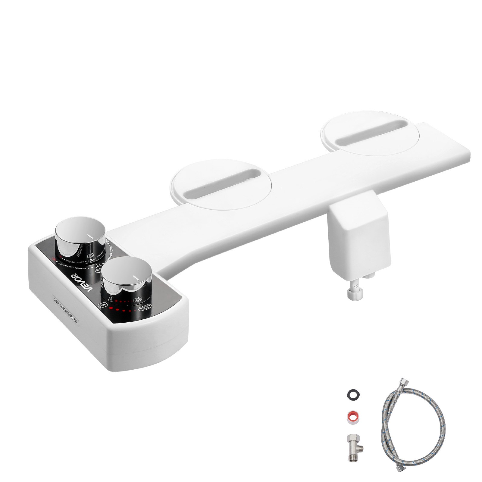 VEVOR Bidet Attachment for Toilet, Non-Electric Bidet Toilet Seat Attachment - Dual Retractable Nozzles, Adjustable Water Pressure,  Easily Installed Cold Water Sprayer for Rear Feminine Wash, White