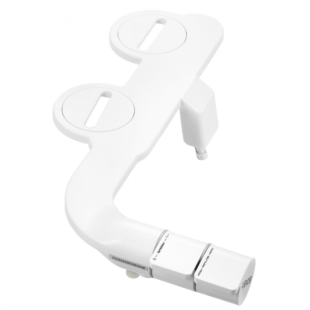 VEVOR Bidet Attachment for Toilet, Self-Cleaning Bidet Toilet Seat Attachment - Dual Retractable Nozzles, Adjustable Water Pressure, Easily Installed Cold Water Sprayer for Rear Feminine Wash, White