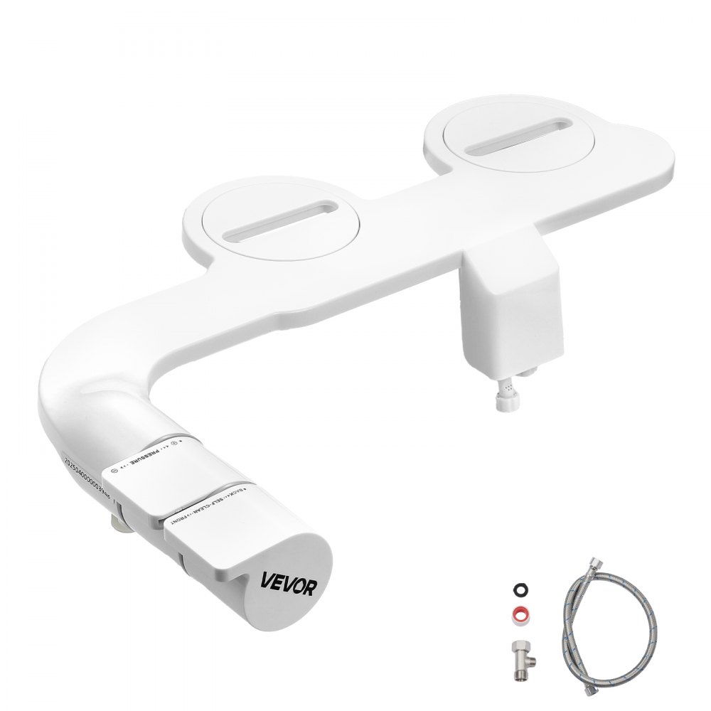 VEVOR Bidet Attachment for Toilet, Self-Cleaning Bidet Toilet Seat Attachment - Dual Retractable Nozzles, Adjustable Water Pressure, Easily Installed Cold Water Sprayer for Rear Feminine Wash, White