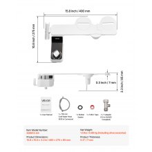 VEVOR Bidet Attachment for Toilet 0.3" Thin Dual Nozzles Adjustable Pressure