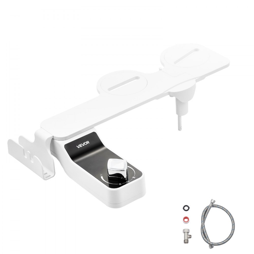 Accesorio de bidé VEVOR para inodoro, asiento de bidé ultrafino de 0,3", boquillas retráctiles dobles, presión de agua ajustable, rociador de agua fría no eléctrico para lavado frontal y trasero, color blanco