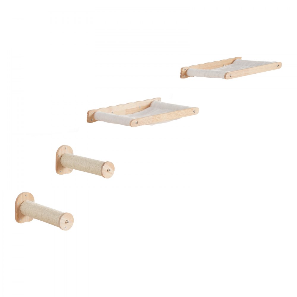 VEVOR Wall Mounted Cat Shelves with 2 Jumping Posts & 2 Hammocks up to 40 lbs