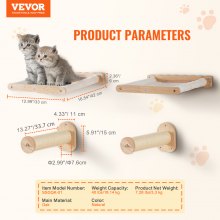 VEVOR Wall Mounted Cat Shelves with 2 Jumping Posts & 2 Hammocks up to 40 lbs