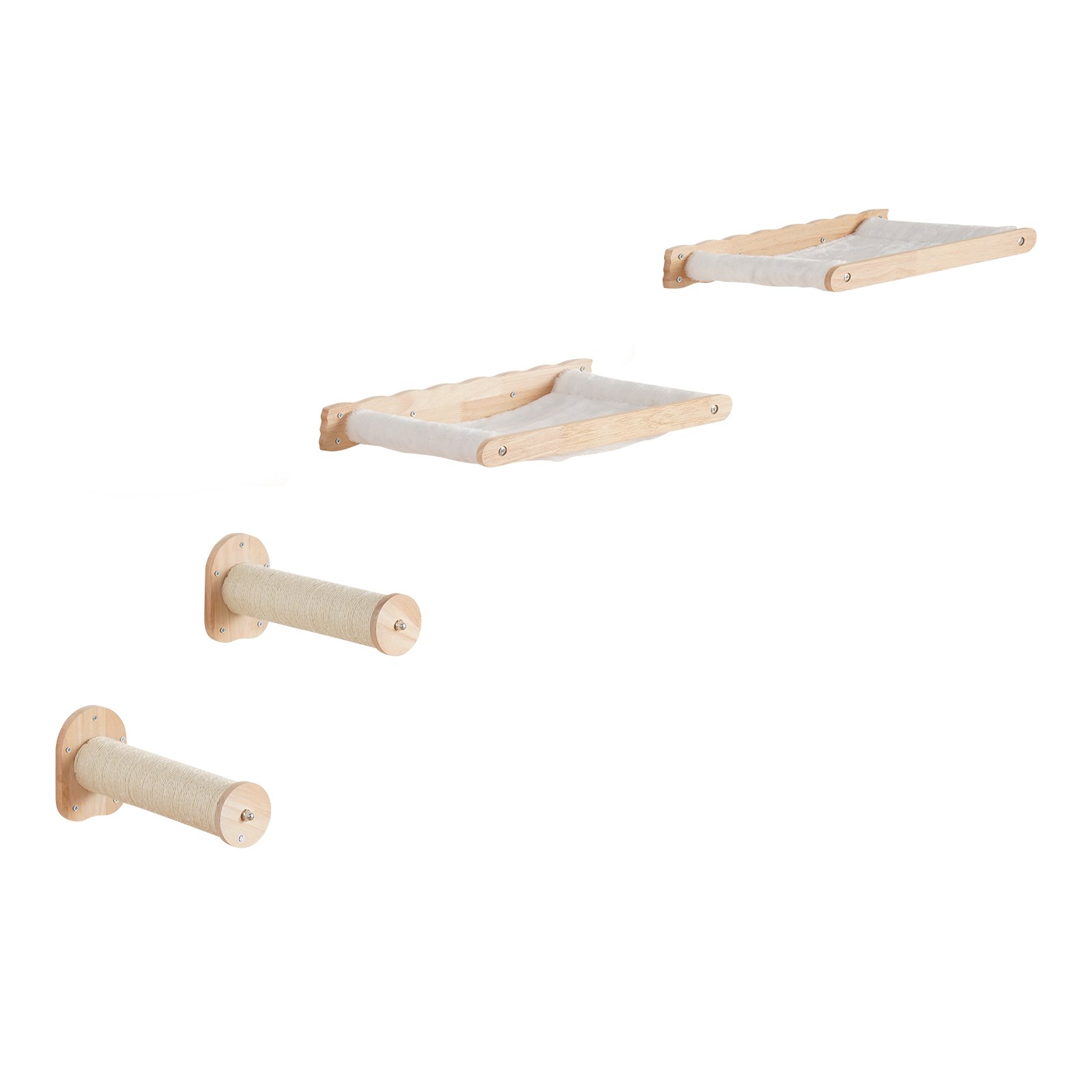 VEVOR Wall Mounted Cat Shelves with 2 Jumping Posts & 2 Hammocks up to 40 lbs