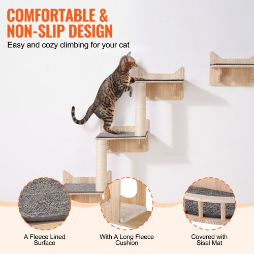 VEVOR Wall Mounted Cat Shelves, Cat Wall Shelves and Perches with