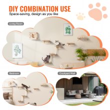 VEVOR Wall Mounted Cat Shelves Tree with Jumping Boards Nest Furniture Set of 5