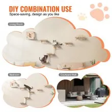 VEVOR Wall Mounted Cat Shelves Tree with Jumping Boards Nest Furniture Set of 5