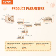 VEVOR Wall Mounted Cat Shelves Tree with Jumping Boards Nest Furniture Set of 5