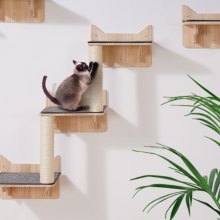 VEVOR Wall Mounted Cat Shelves Tree with Jumping Boards Nest Furniture Set of 5