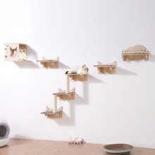 VEVOR Wall Mounted Cat Shelves Tree with Jumping Boards Nest Furniture Set of 5