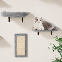 VEVOR Wall Mounted Cat Shelves Tree with Jump Boards Hammock Sofa Grip Set of 6