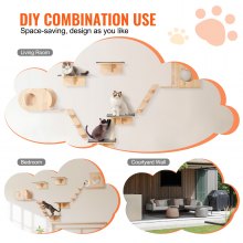 VEVOR Wall Mounted Cat Shelves Tree with Jumping Boards Nests Hammock Set of 7