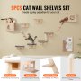 VEVOR Wall Mounted Cat Shelves Tree with Jumping Boards Nests Hammock Set of 9