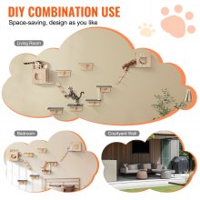 VEVOR Wall Mounted Cat Shelves Tree with Jumping Boards Nests Hammock Set of 9