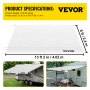VEVOR RV Awning Fabric Replacement, 14 ft, 15oz Vinyl Waterproof Sun Shade, Outdoor Canopy RV Replacement Fabric for Camper, Trailer, and Motor Home Awnings, Fabric Size 13 ft 2 inWhite
