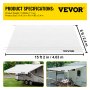 VEVOR RV Awning Fabric Replacement, 16 ft, 15oz Vinyl Waterproof Sun Shade, Outdoor Canopy RV Replacement Fabric for Camper, Trailer, and Motor Home Awnings, Fabric Size 15'2"White