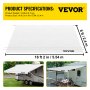 VEVOR Reemplazo de tela para toldo RV, 19 pies, 15 oz de vinilo impermeable, toldo para exteriores, tela de repuesto para caravanas, remolques y casas rodantes, tamaño de la tela: 18'2" blanco
