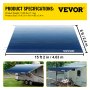 VEVOR RV Awning, Awning Replacement Fabric 16 FT (Fabric 15\'2\"), Slate Blue RV Awning Replacement, 15oz Vinyl Material Replacement Awning, Sun Shade and Waterproof Camper Awning Replacement Fabric