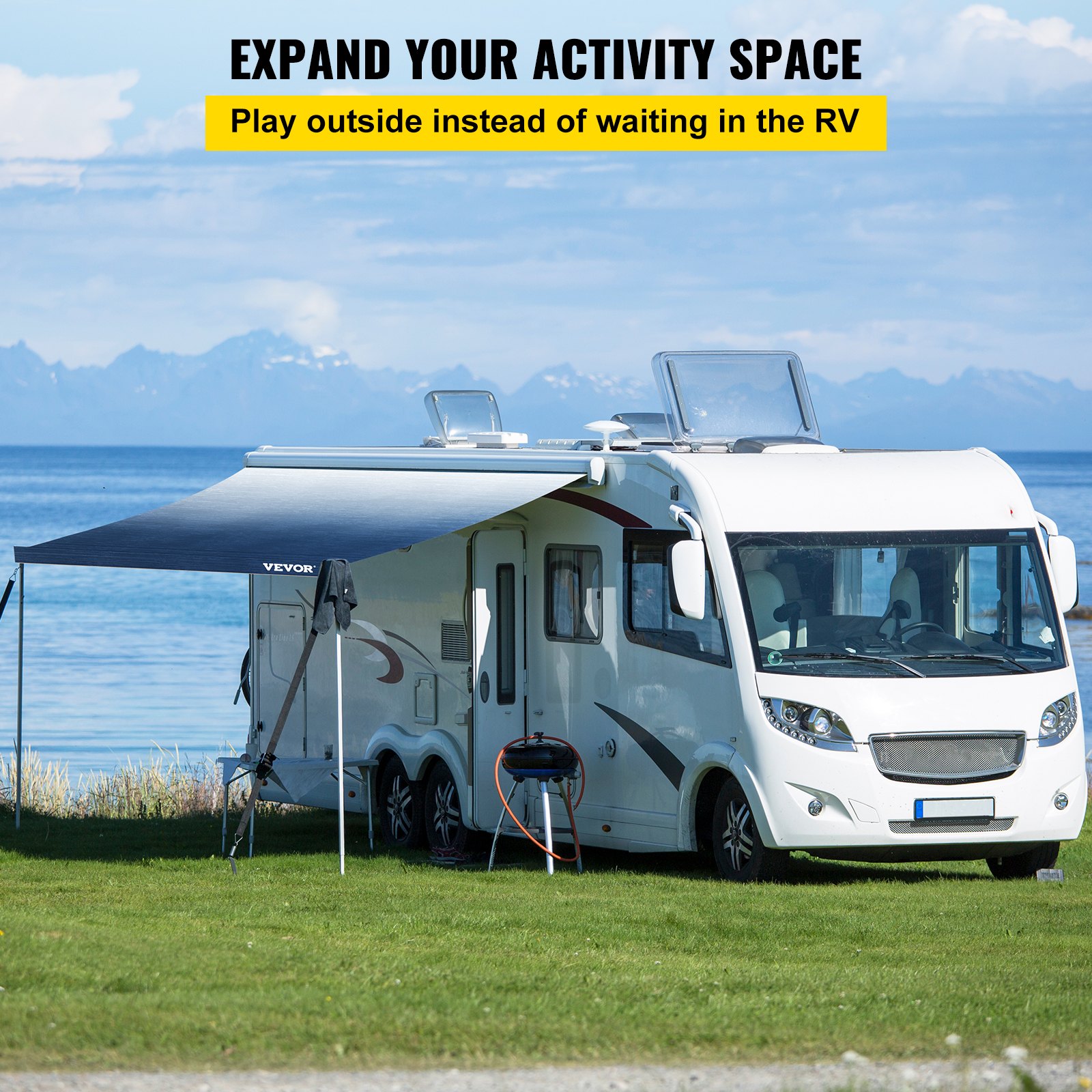 VEVOR RV Awning, Awning Replacement Fabric 18 FT, Slate Blue RV Awning Replacement, 15oz Vinyl Material Replacement Awning, Sun Shade and Waterproof Camper Awning Replacement Fabric