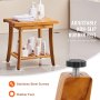 VEVOR Teak Shower Bench 20 x 14.3 x 17.9 in Wood Shower Stool Chair for Bathroom