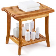 VEVOR Teak Shower Bench 20 x 14.3 x 17.9 in Wood Shower Stool Chair for Bathroom