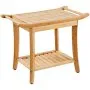 VEVOR Bamboo Shower Bench, 24 x 13.8 x 18.9 in, Waterproof Shower Stool Chair with Storage Shelf Handle, 300 lbs Load Capacity Spa Bath Seat Organizer, for Adults Seniors Women Elderly Indoor Outdoor