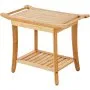 VEVOR Bamboo Shower Bench, 24 x 13.8 x 18.9 in, Waterproof Shower Stool Chair with Storage Shelf Handle, 300 lbs Load Capacity Spa Bath Seat Organizer, for Adults Seniors Women Elderly Indoor Outdoor