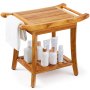 VEVOR Teak Shower Bench 22 x 14.4 x 18.5 in Wood Shower Stool Chair for Bathroom