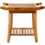 VEVOR Teak Shower Bench, 22 x 14.4 x 18.5 in, Waterproof Wood Shower Stool with Storage Shelf Handle Non-Slip Feet, 300 lbs Maximum Load Capacity Shower Chair Seat, for Bathroom Indoor and Outdoor Use