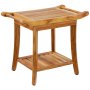 VEVOR Teak Shower Bench, 22 x 14.4 x 18.5 in, Waterproof Wood Shower Stool with Storage Shelf Handle Non-Slip Feet, 300 lbs Maximum Load Capacity Shower Chair Seat, for Bathroom Indoor and Outdoor Use