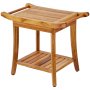 VEVOR Teak Shower Bench, 22 x 14.4 x 18.5 in, Waterproof Wood Shower Stool with Storage Shelf Handle Non-Slip Feet, 300 lbs Maximum Load Capacity Shower Chair Seat, for Bathroom Indoor and Outdoor Use