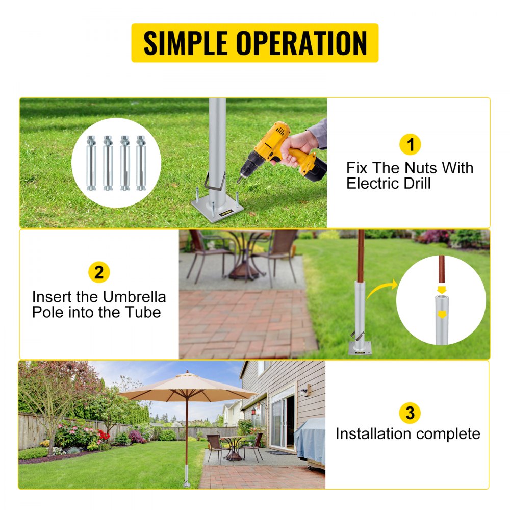 VEVOR Umbrella Base Umbrella's Holder Stand 2 in 1 Aluminum Patio Umbrella Stand