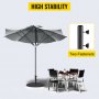 VEVOR Base de parasol ronde de 68,6 cm, robuste, support de parapluie de 15,9 kg, base de parasol en fonte pour poteau de parasol de 3,8 à 5,1 cm, base de parasol de marché avec tuyau de 35,6 cm de hauteur pour cour/jardin/terrasse